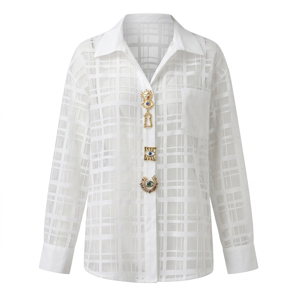 Audacious Mesh Patchwork Blouse-5