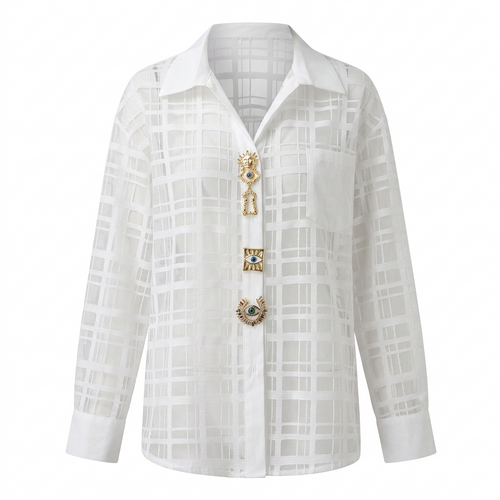 Audacious Mesh Patchwork Blouse-5