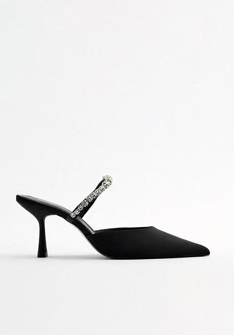 Suede Rhinestone High Heels