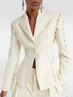 Patchwork Lace Up Blazer