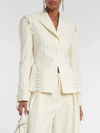 Patchwork Lace Up Blazer