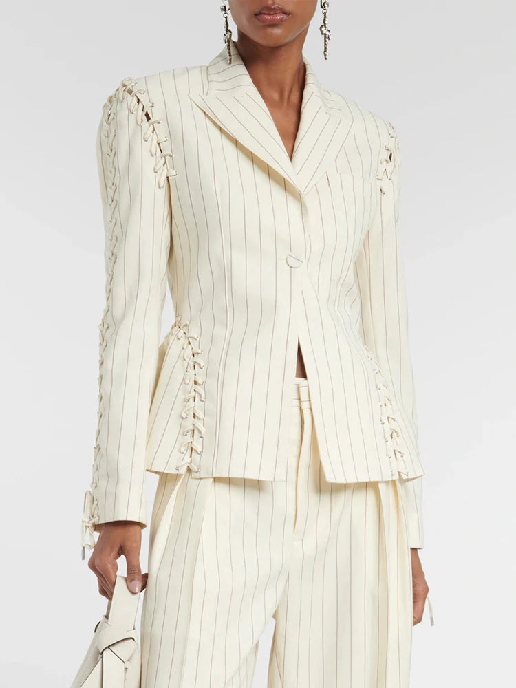 Patchwork Lace Up Blazer