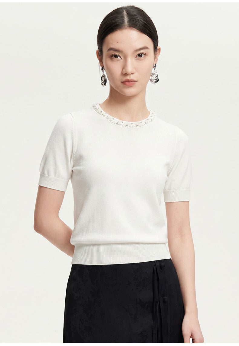 Beaded Round Neck Knit