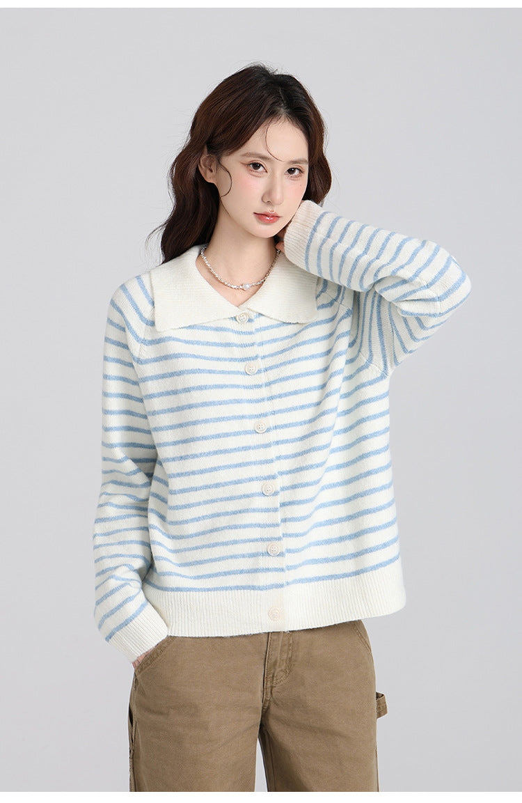 Striped Polo Cardigan