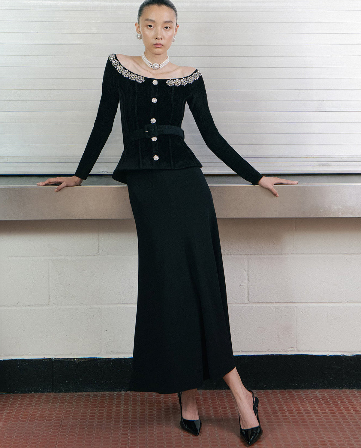 Rhinestone Velvet Dress