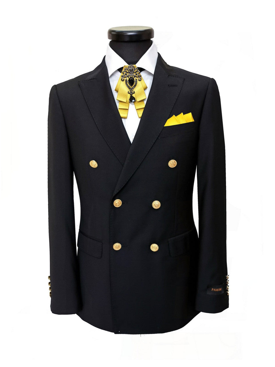 Black Gold Button Double Breasted Suit