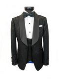 Black Floral Style 3-Piece Tuxedo