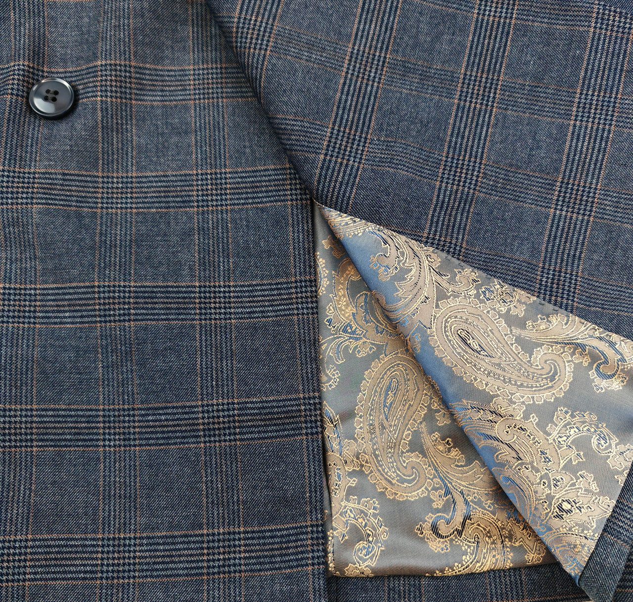 Charcoal Blue Glen Check Double-Breasted Suit
