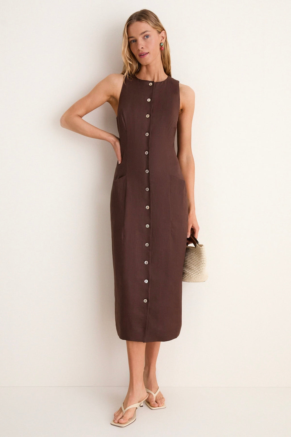 Cinching sleeveless dress