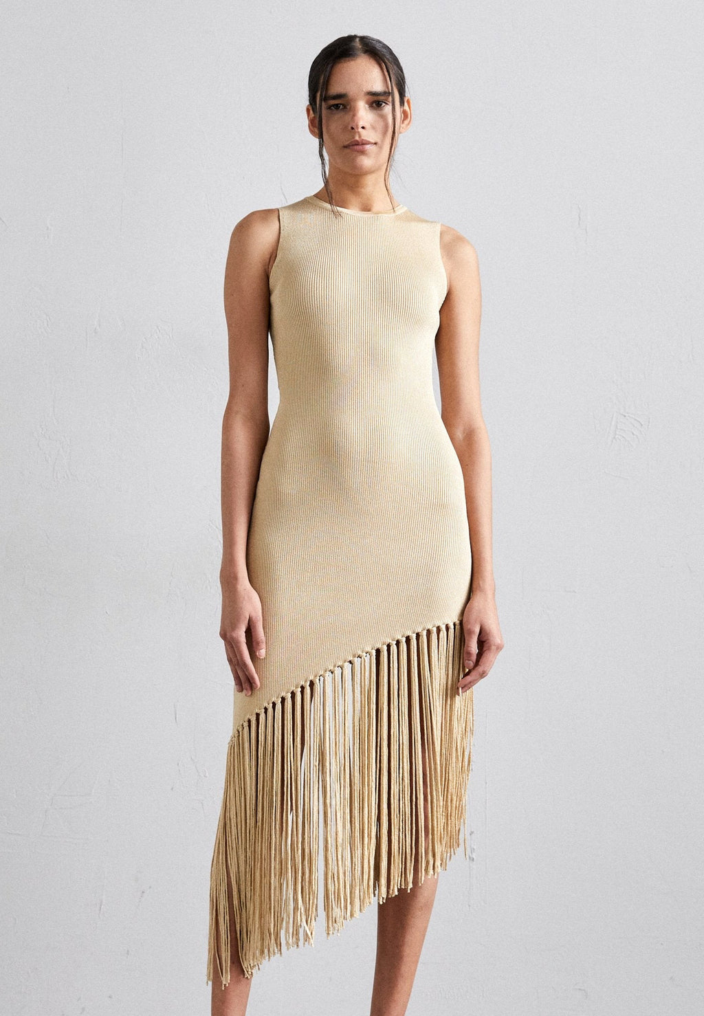 Tassel knit slim dress