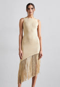 Tassel knit slim dress