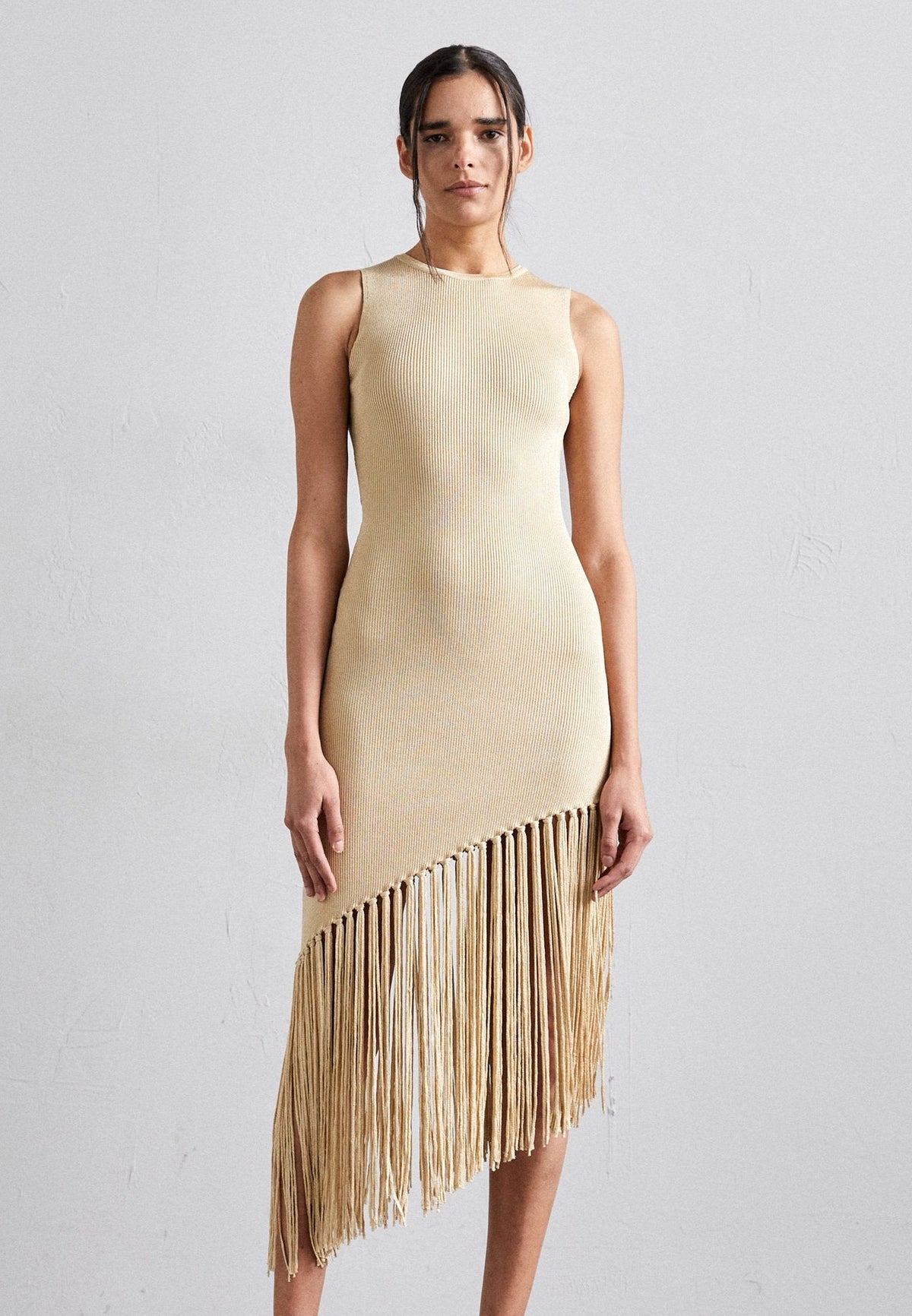 Tassel knit slim dress