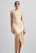 Tassel knit slim dress