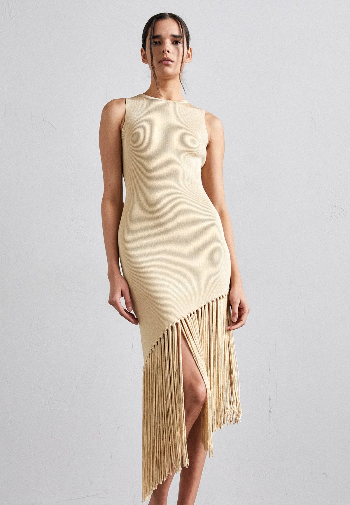 Tassel knit slim dress