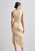 Tassel knit slim dress