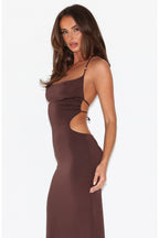 backless tied neck dress