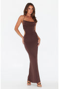 backless tied neck dress