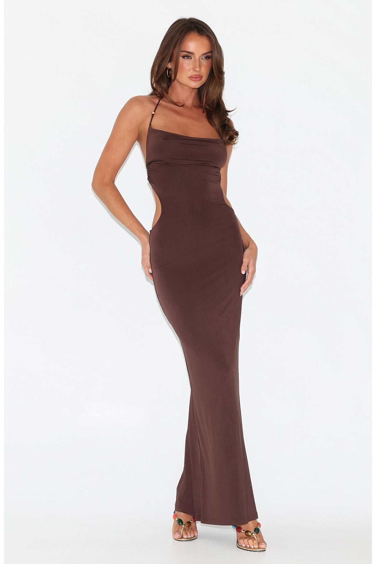 backless tied neck dress
