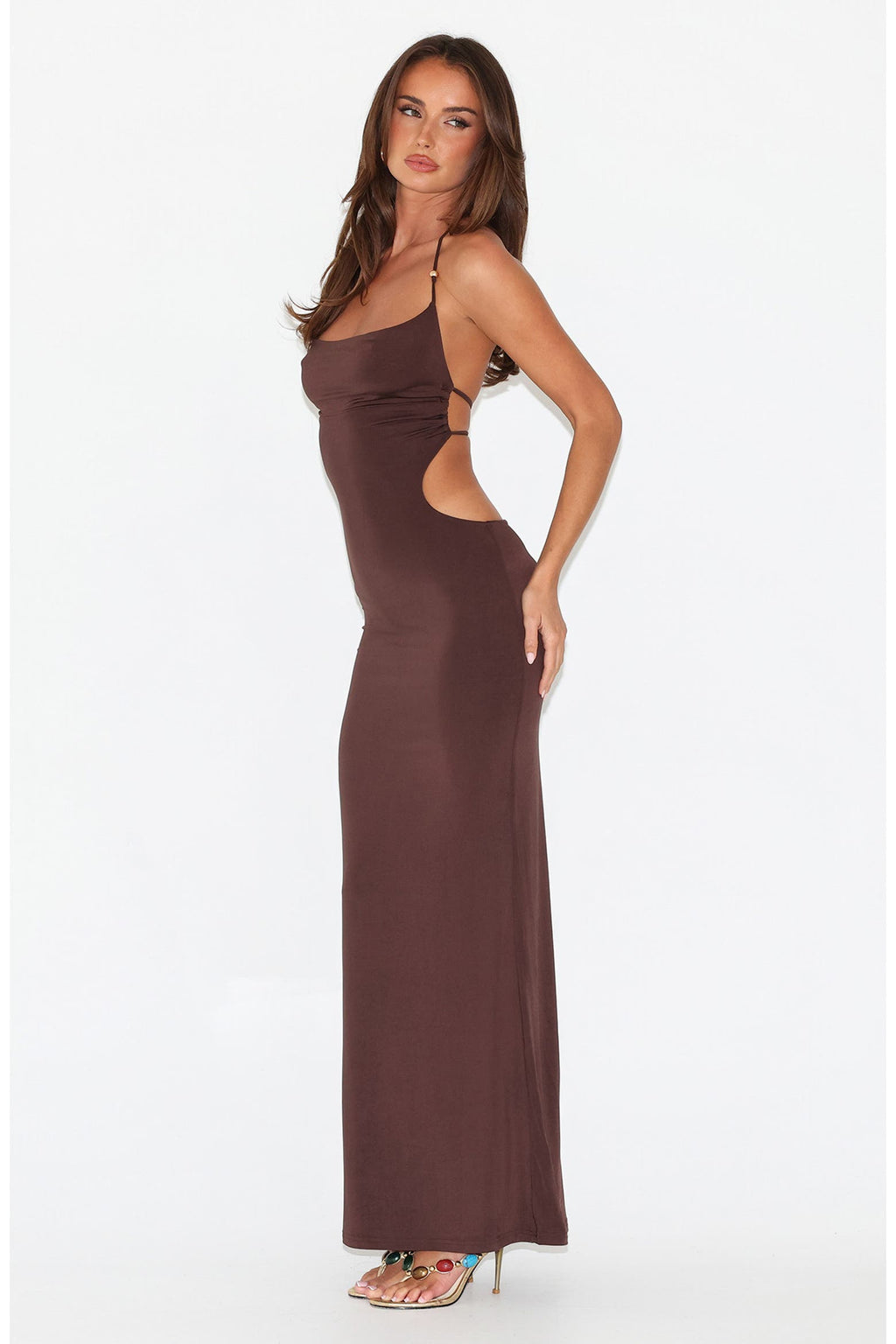 backless tied neck dress
