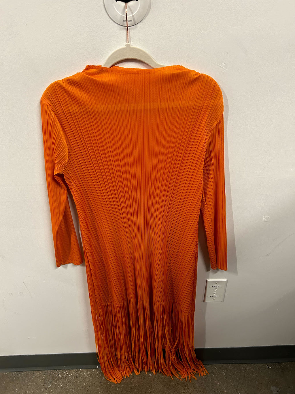 Marigold Plissé Fringe Midi Dress-1