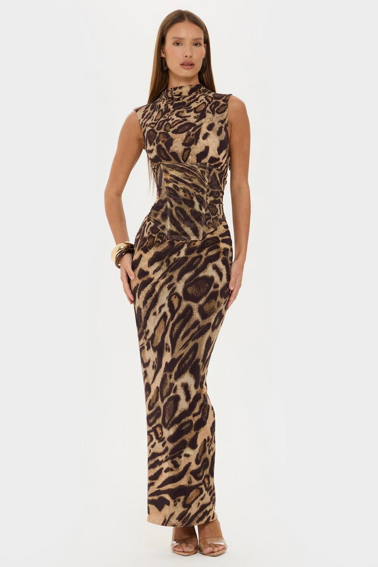 Leopard Print Two-Piece Dress