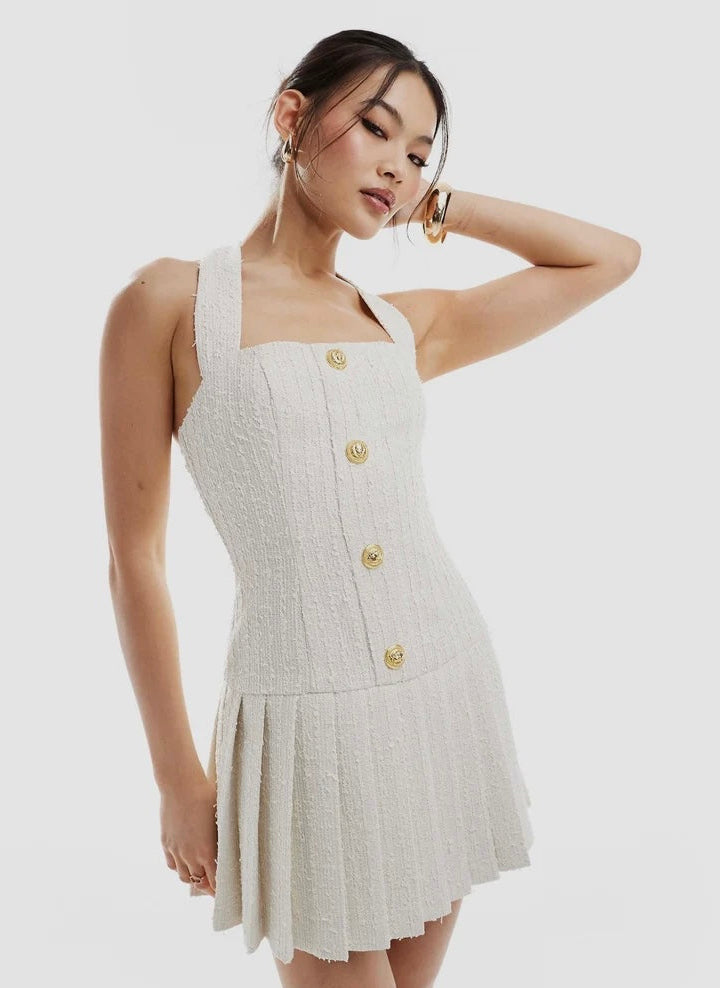 Pleated Woolen Dress