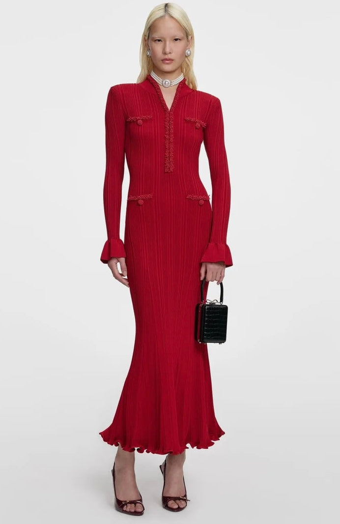Beaded ribbed-knit Dress