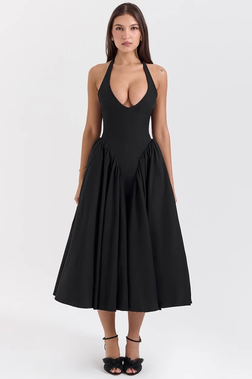 V-Neck Backless Dress