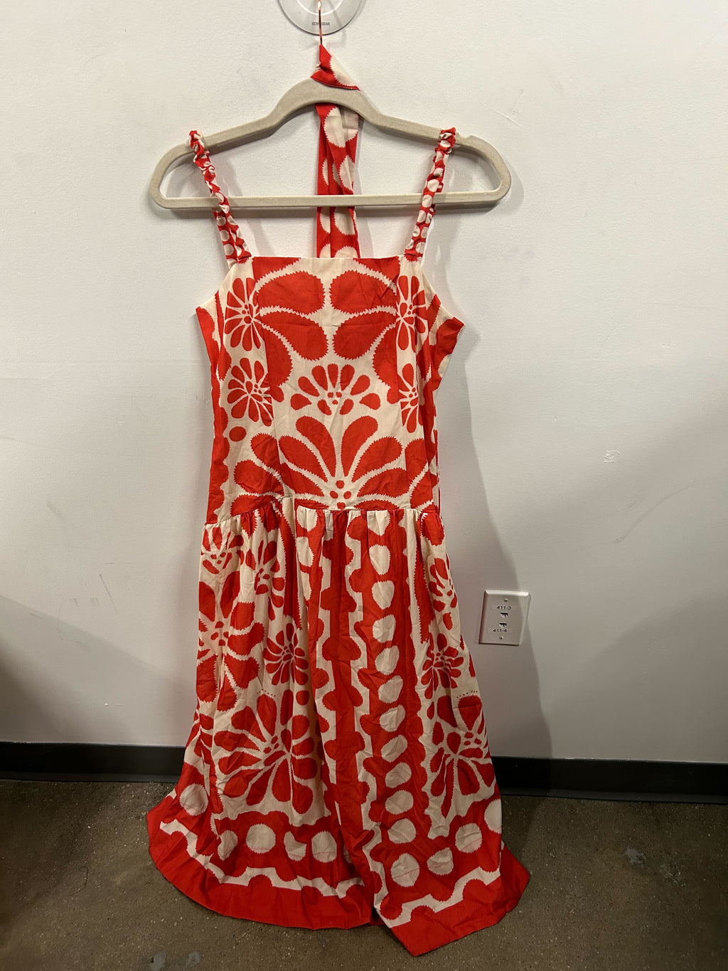Poppy & Cream Block-Print Sundress-1