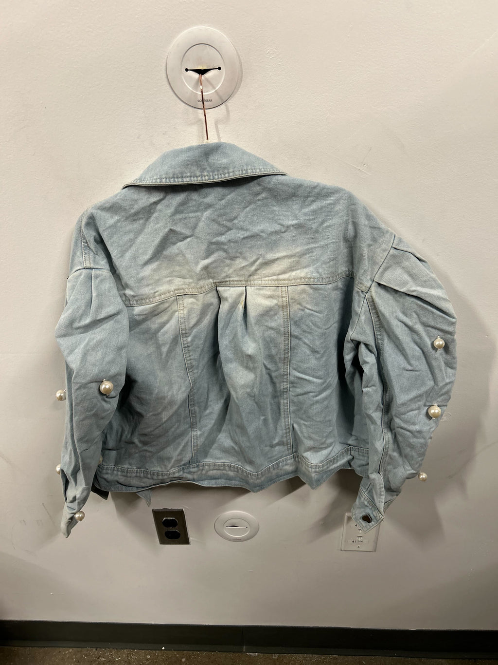 Pearl & Stud Embellished Denim Jacket-1