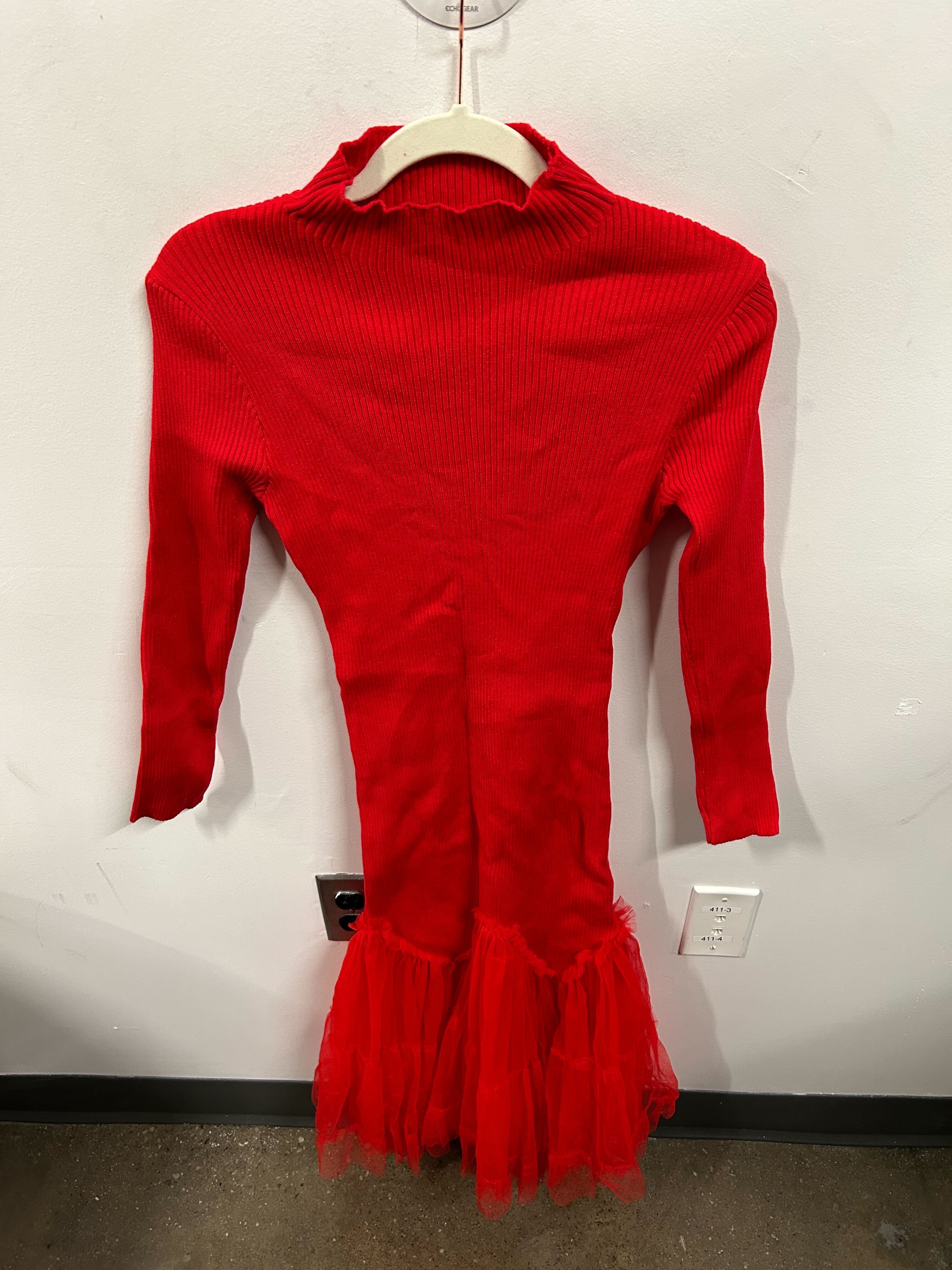 Ruby Rib-Knit Tulle-Hem Dress-1
