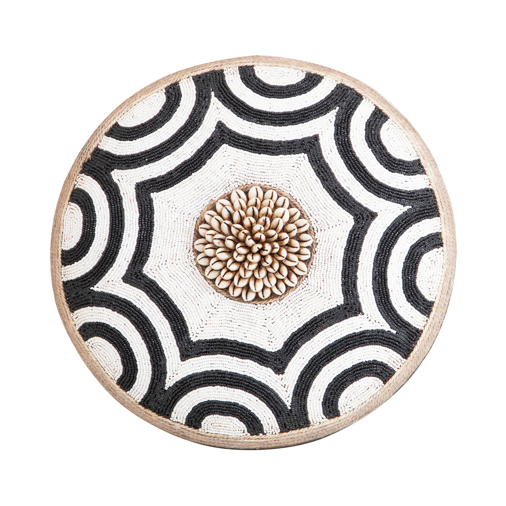 Beaded Cameroon Shield Black & White  on stand | Octagon Design-3
