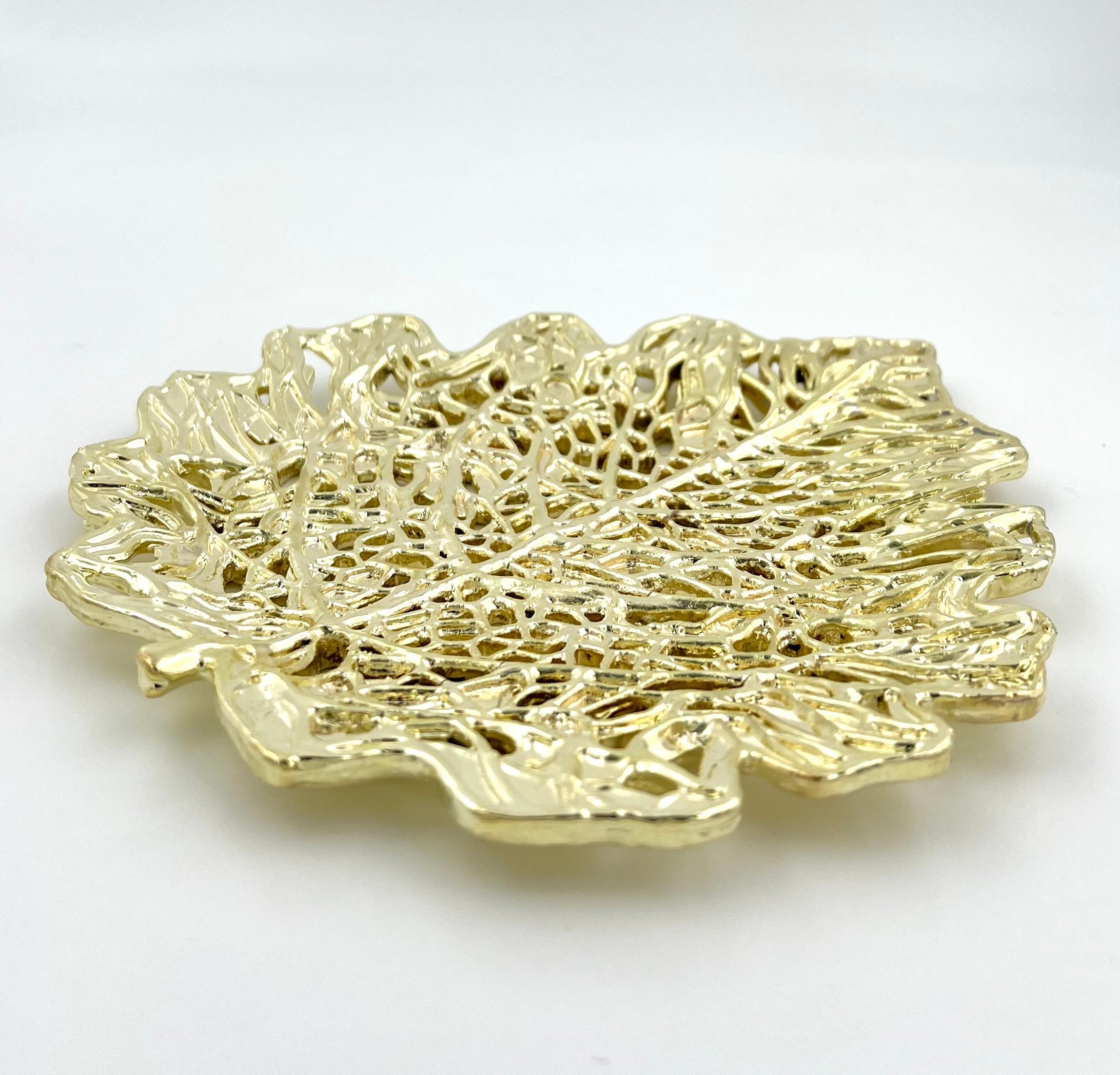 Skeletal Leaf Tray - Decorative Metal Tray | Centrepiece | Home Accent | Gold, Silver or Antique Finish