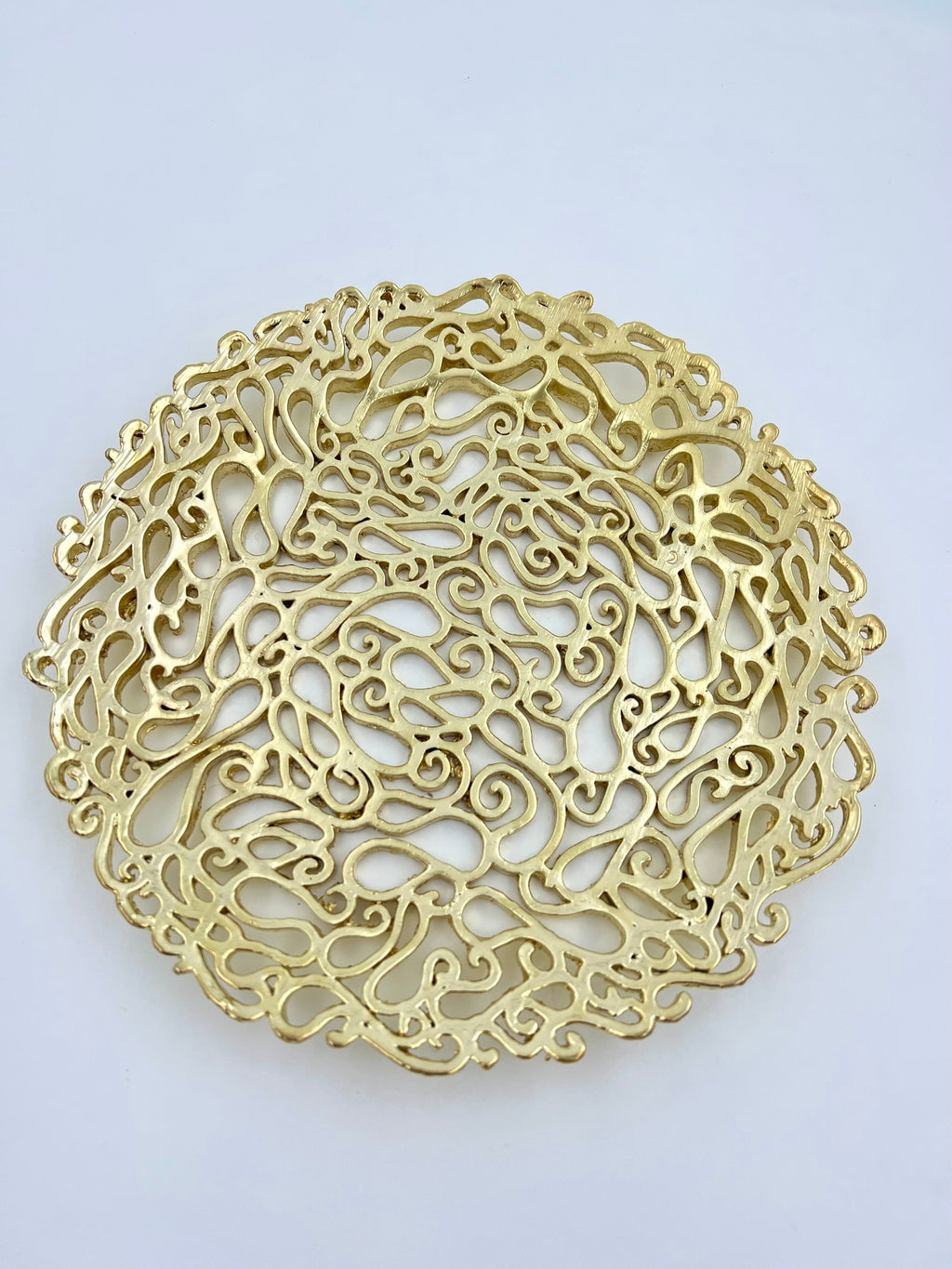 Lace Inspired Decorative Tray – Electro-formed Filigree Decor Dish, Fossil Style Art Tray in Gold or Silver Finish