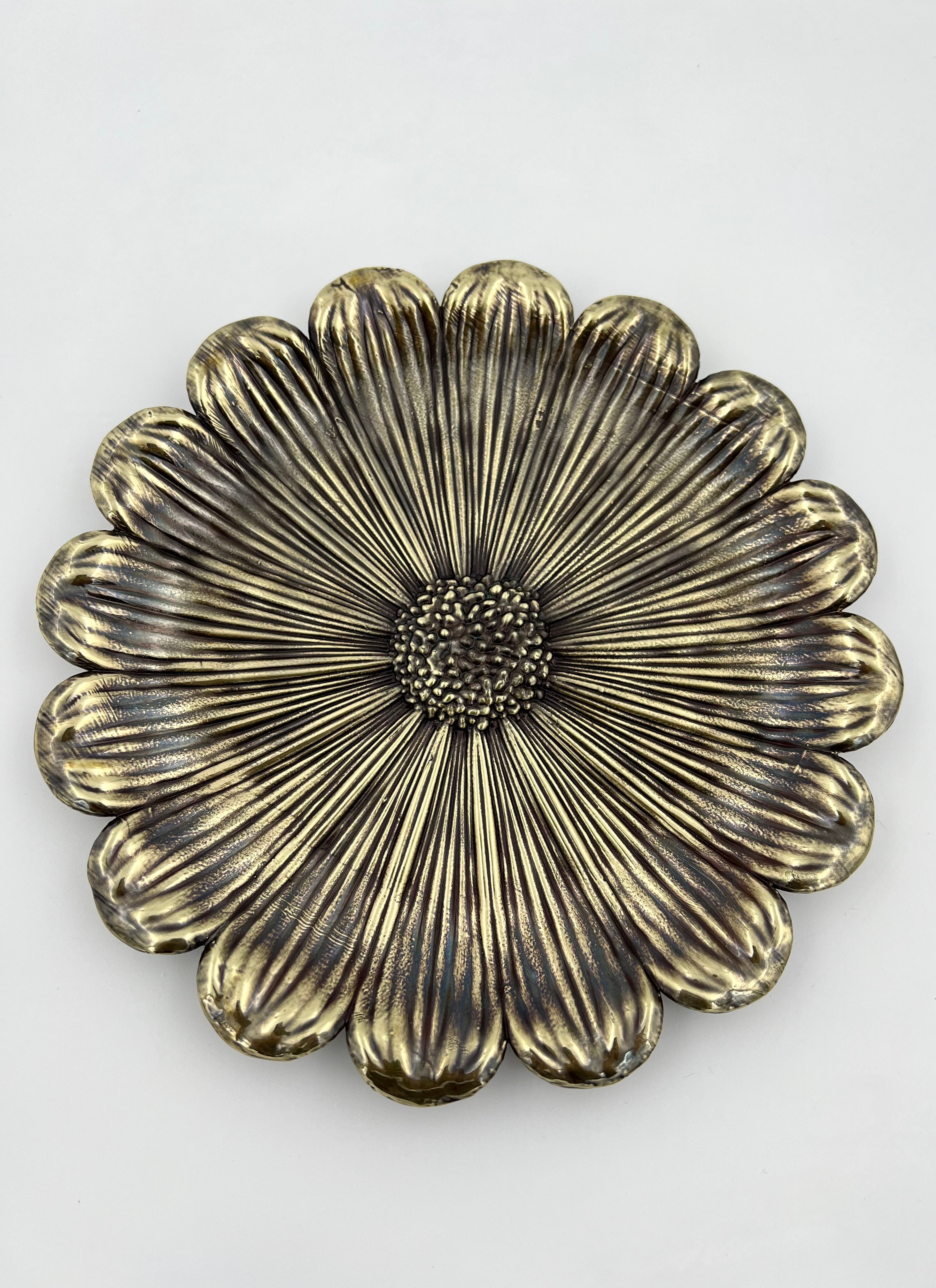 Sunflower Decorative Tray – Electro-formed Flower Jewellery Dish | Gold, Silver, Antique Finish | Flower Inspired Home Accent