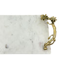 White Marble Tray with Gilded Floral Handles