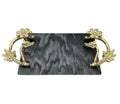 Black Marble Tray with Gilded Floral Handles