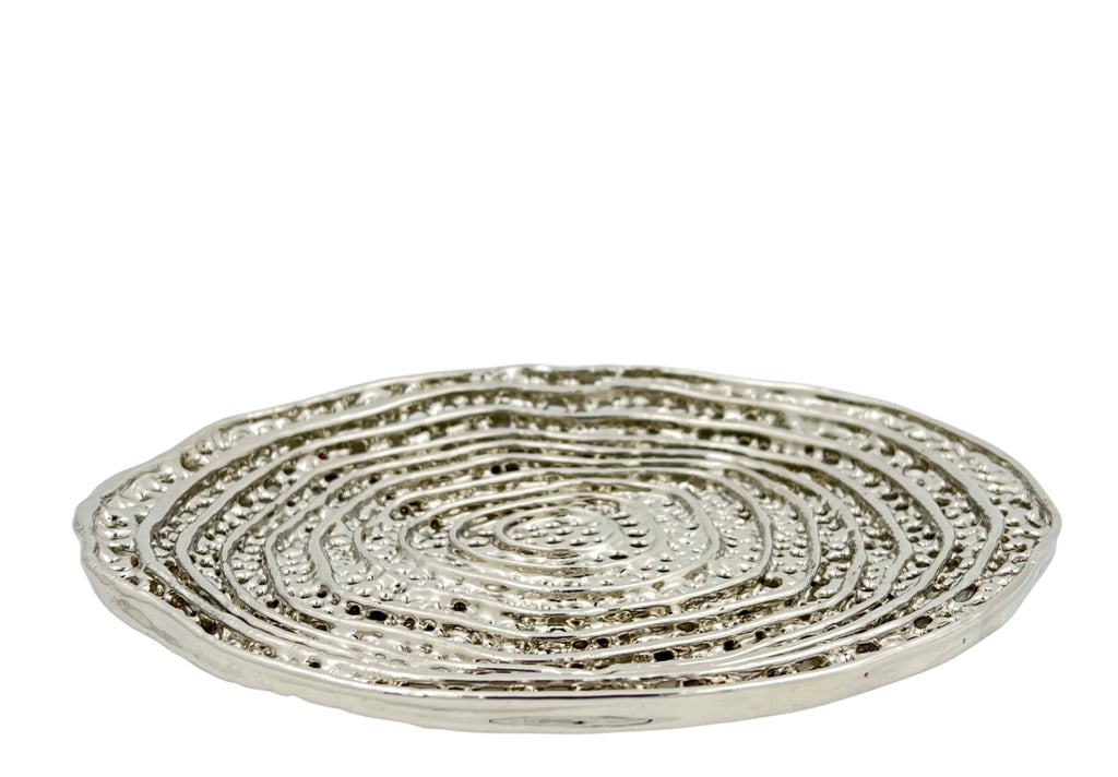 Metal spiral decorative dosa tray | Round centrepiece serving tray in gold, silver or antique