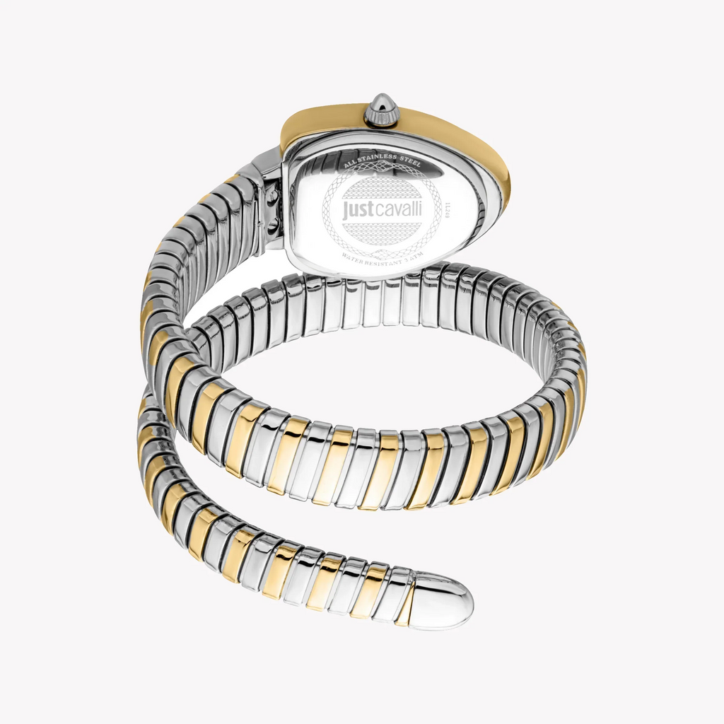 Just Cavalli Women's Two Tone Silver & Gold Watch, Silver Dial | Jc1l249m0055