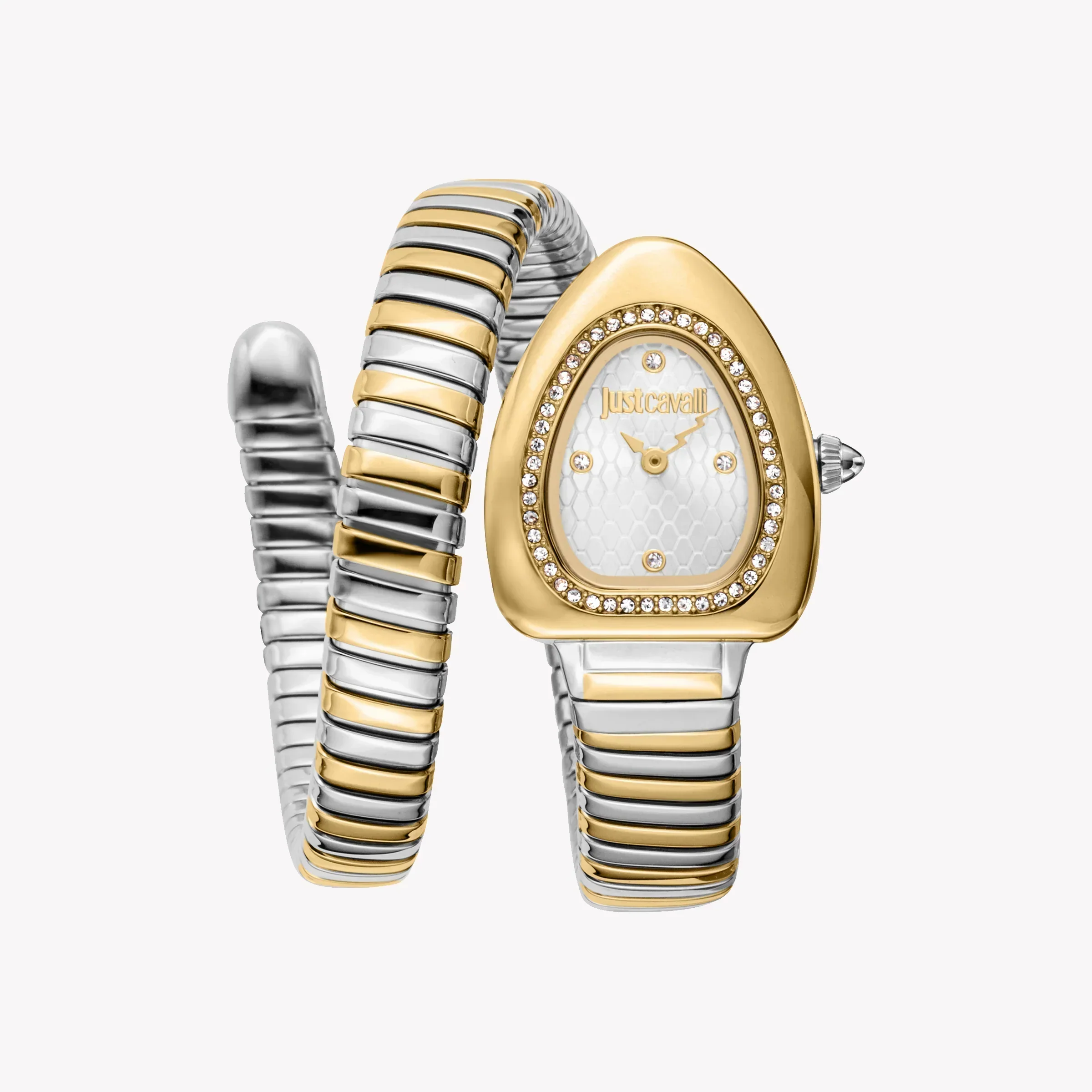Just Cavalli Women's Two Tone Silver & Gold Watch, Silver Dial | Jc1l249m0055