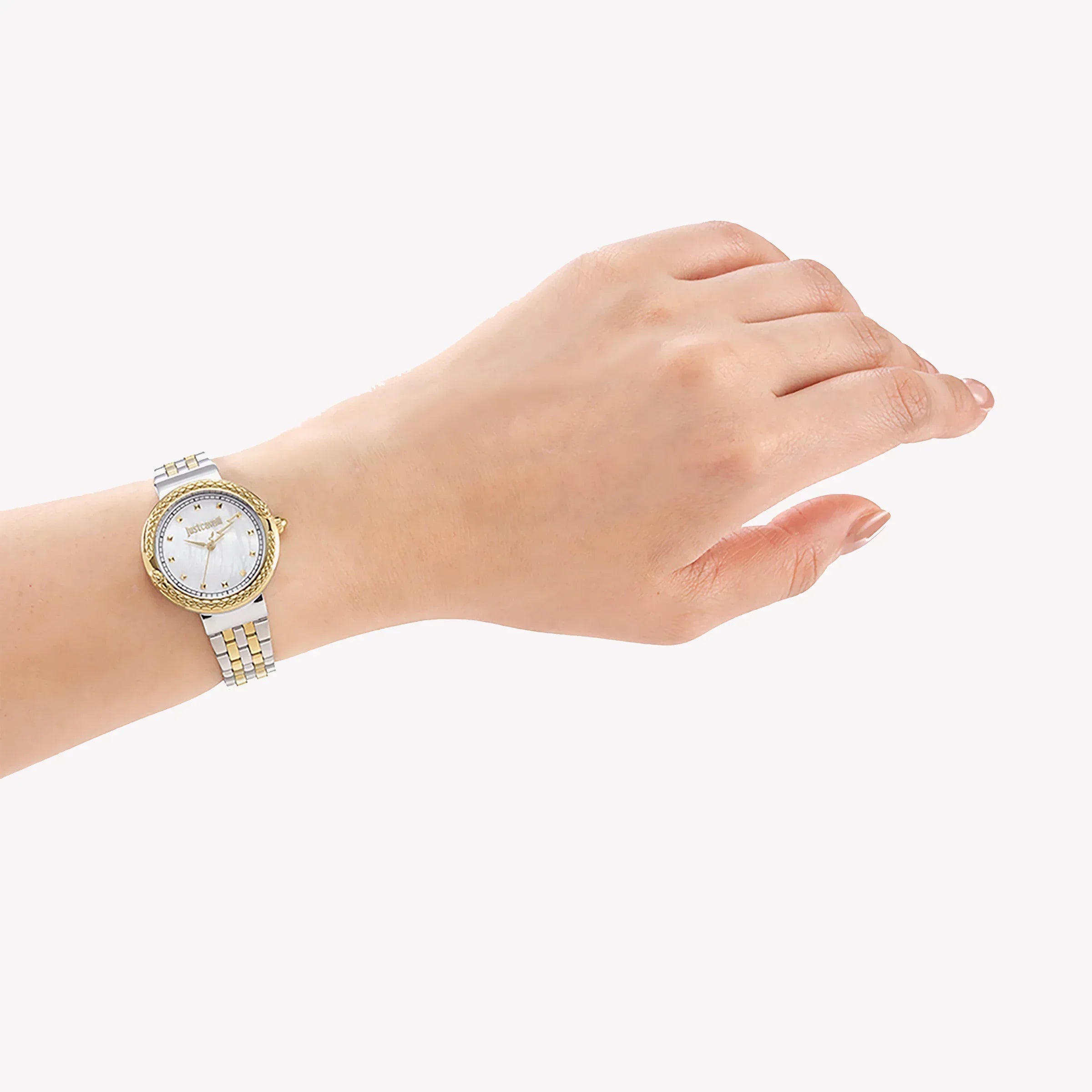 Just Cavalli Women's Two Tone Silver & Gold Watch, Mother Of Pearl Dial | Jc1l311m0055