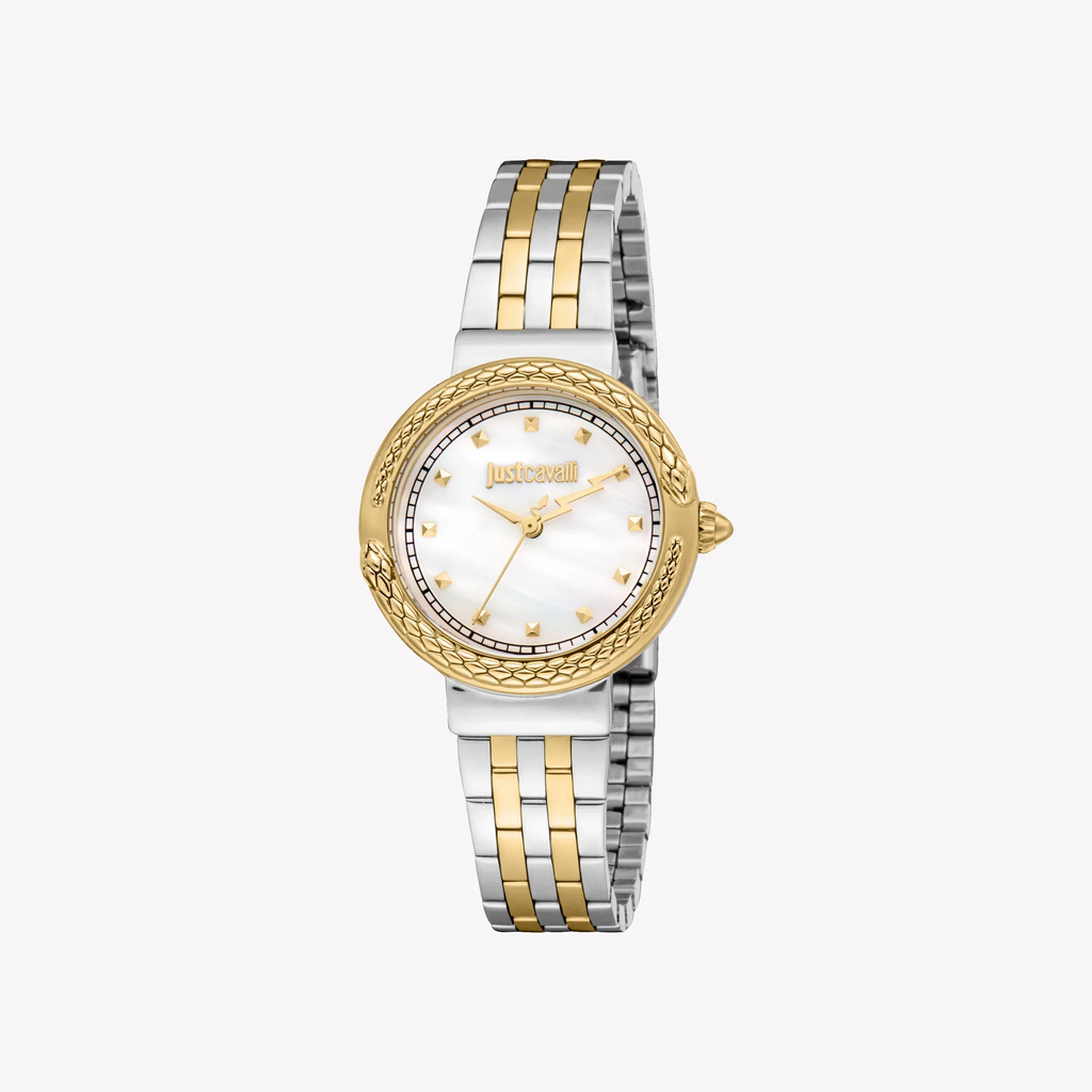 Just Cavalli Women's Two Tone Silver & Gold Watch, Mother Of Pearl Dial | Jc1l311m0055