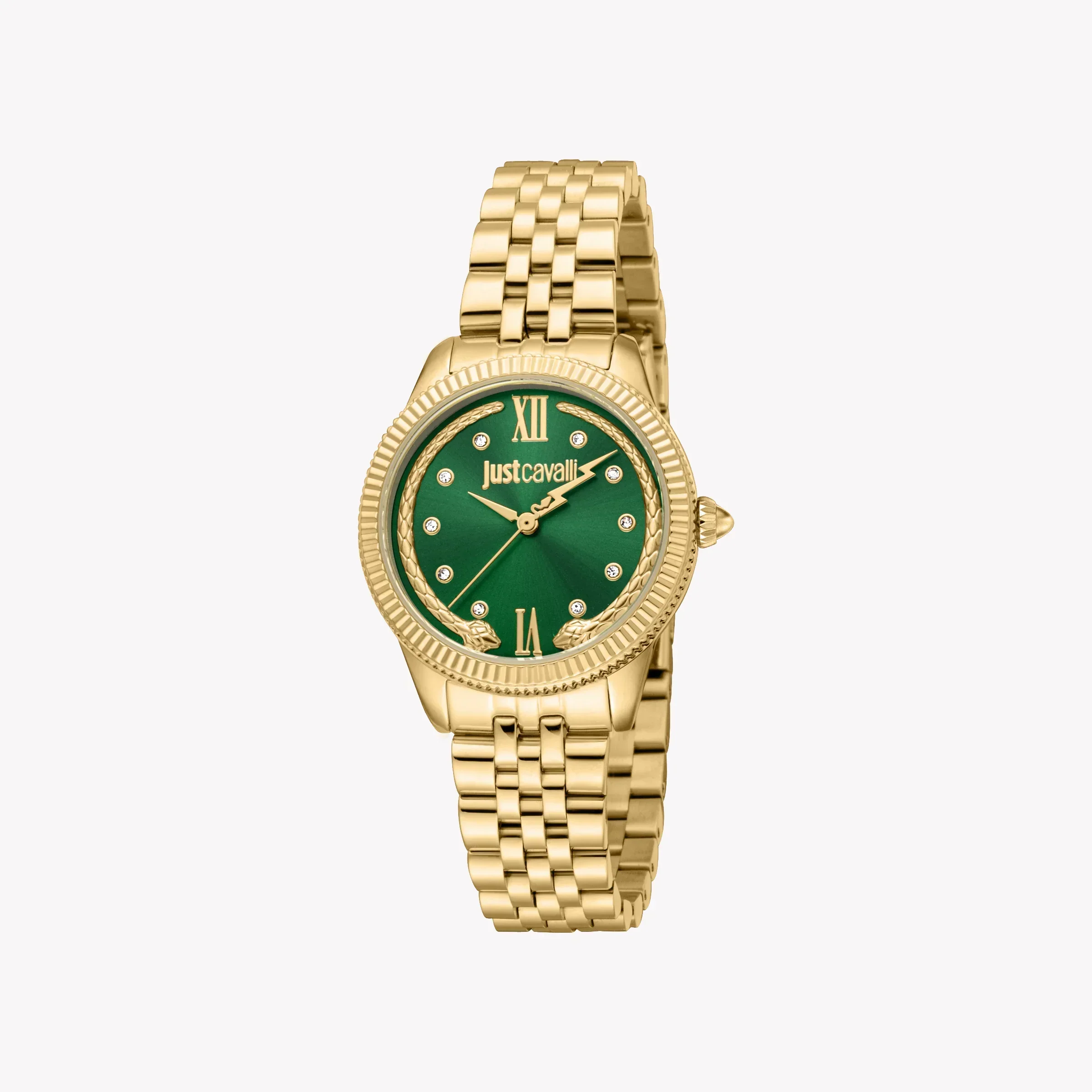 Just Cavalli Women's Gold Alloy Steel Watch, Green Dial | Jc1l315m0065