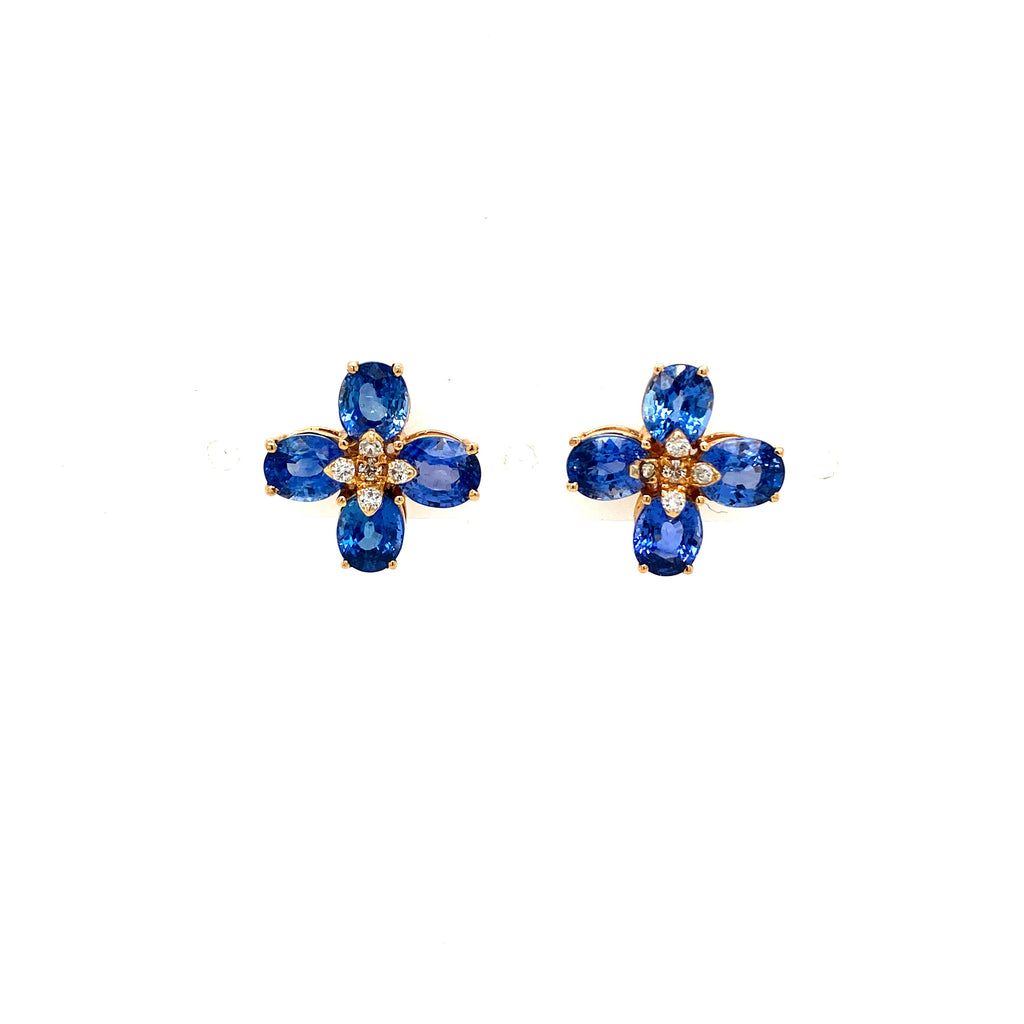Sapphire and Diamond Earrings in 14K Yellow Gold - KGT 31836