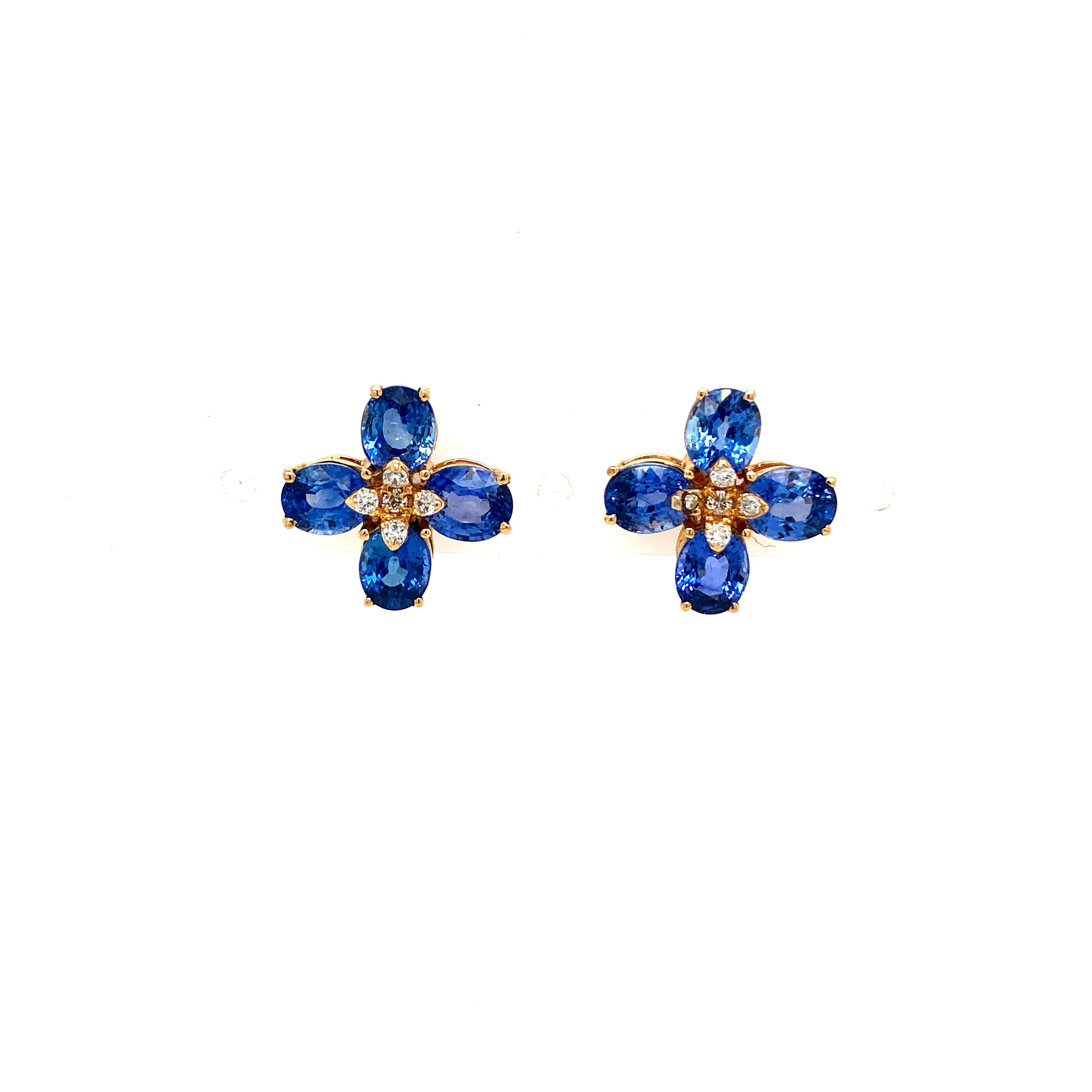 Sapphire and Diamond Earrings in 14K Yellow Gold - KGT 31836