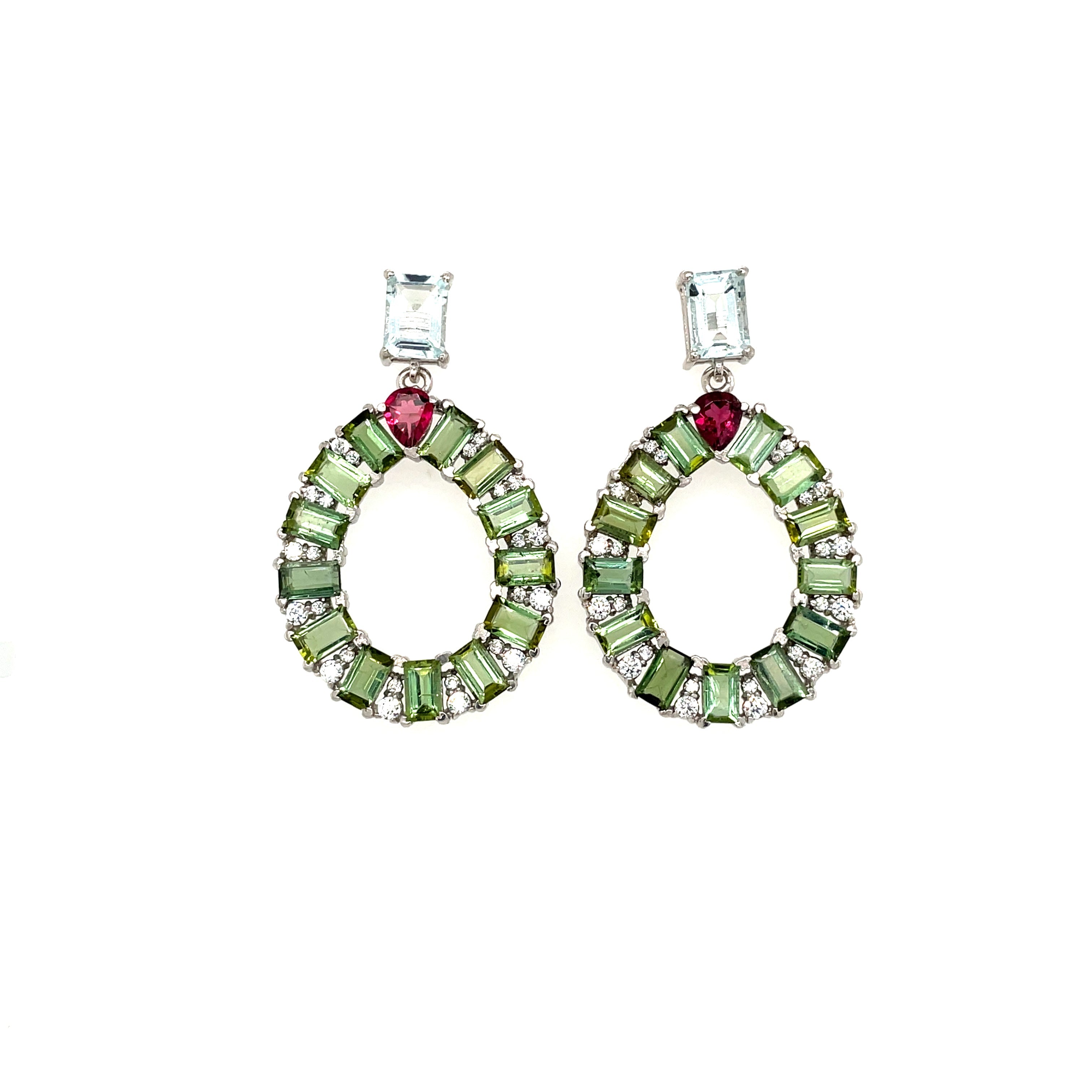 Multi Tourmaline Earring in .925 Sterling Silver - KST 53614