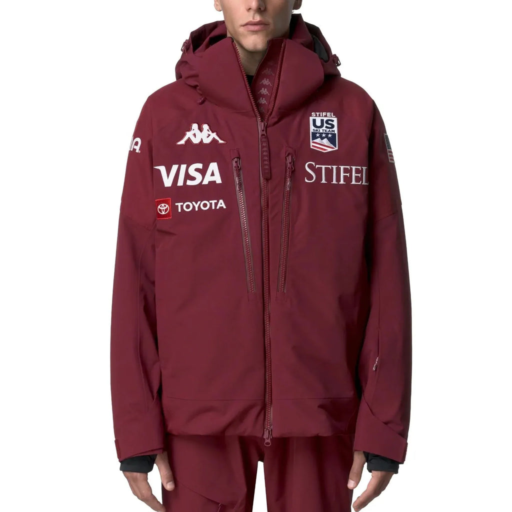 US Ski Team waterproof padded jacket Winter Olympics 2026 dark red - Kappa