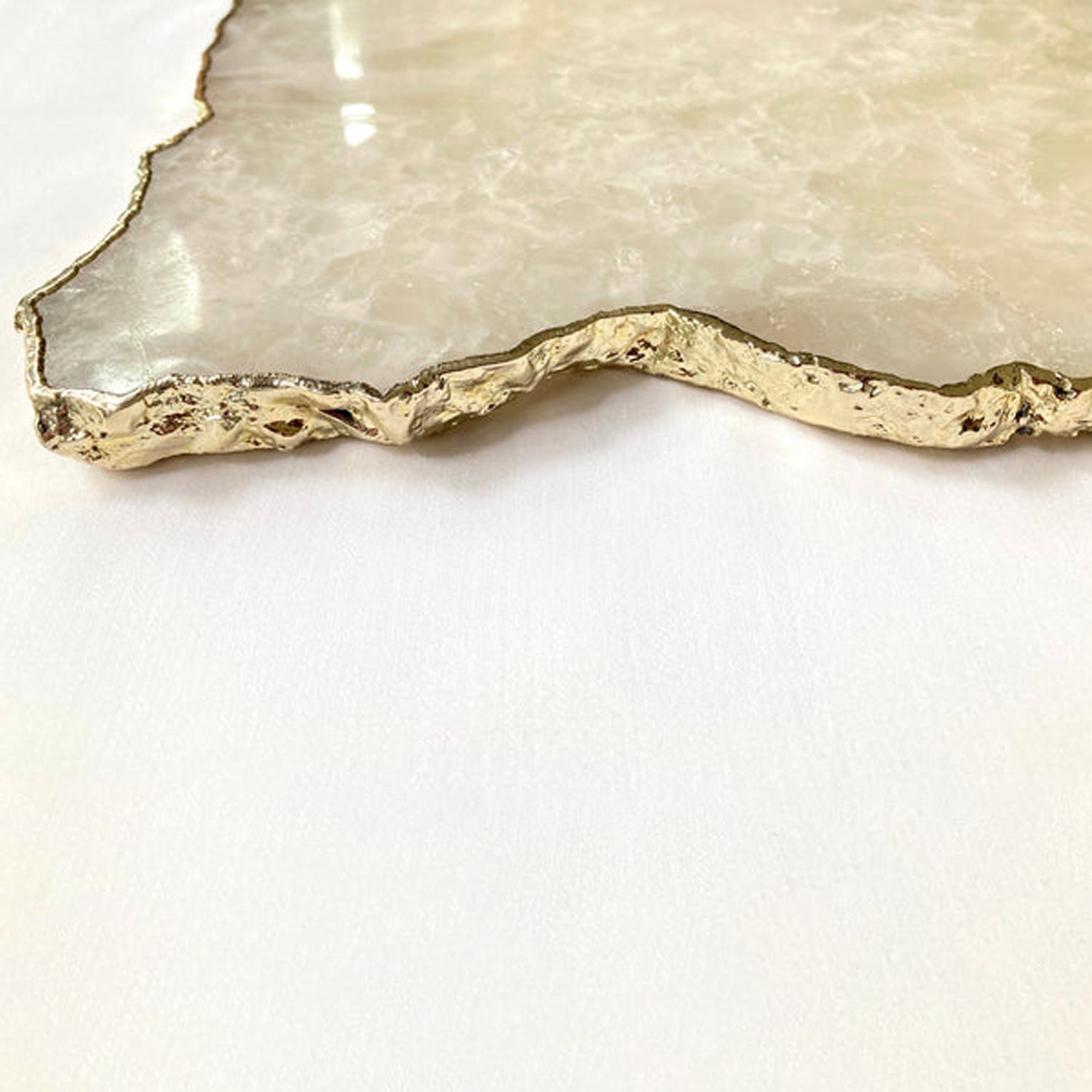 Large White Agate Serving Tray With Brass Handles/Personalised Momentos/Sign Boards 10"x15"