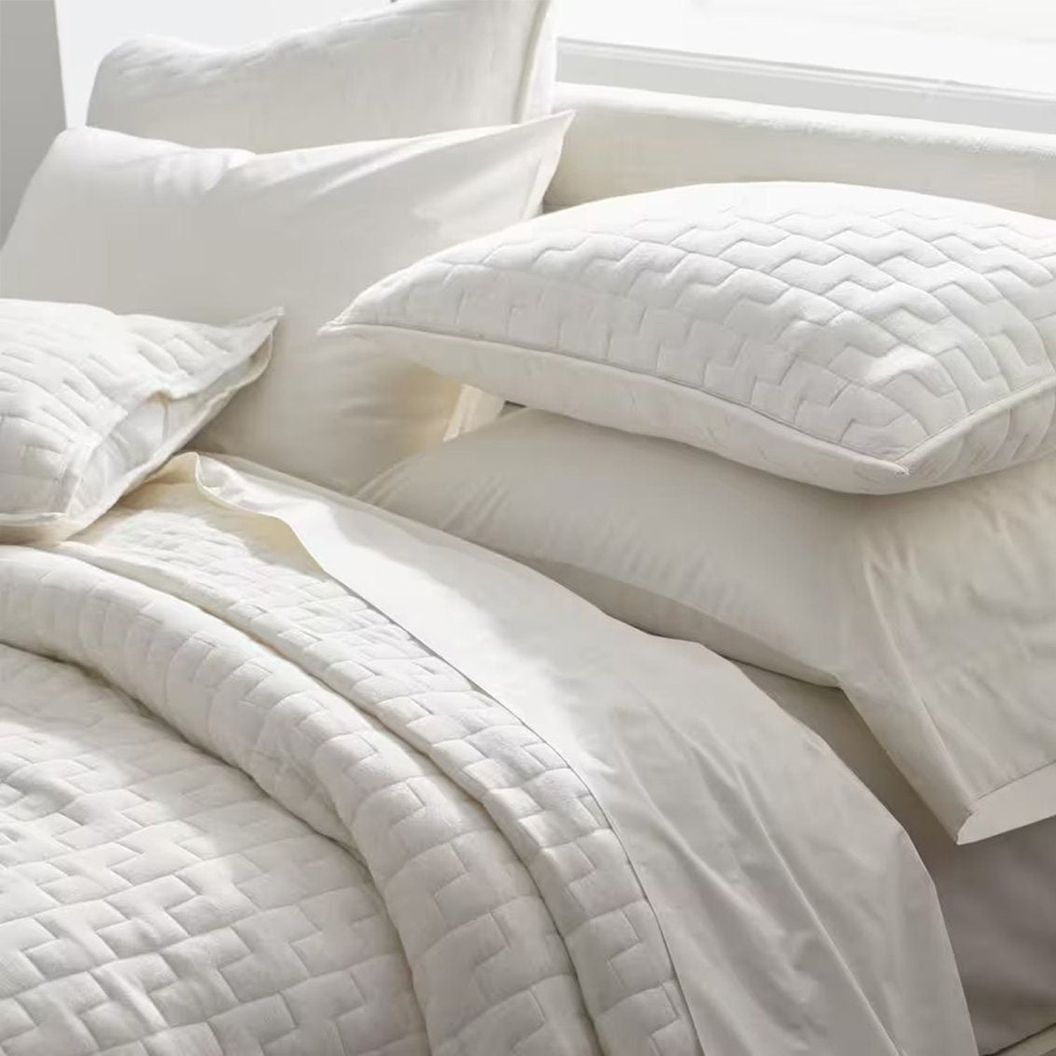 Diamond stitch - Pure Linen Quilt Sets