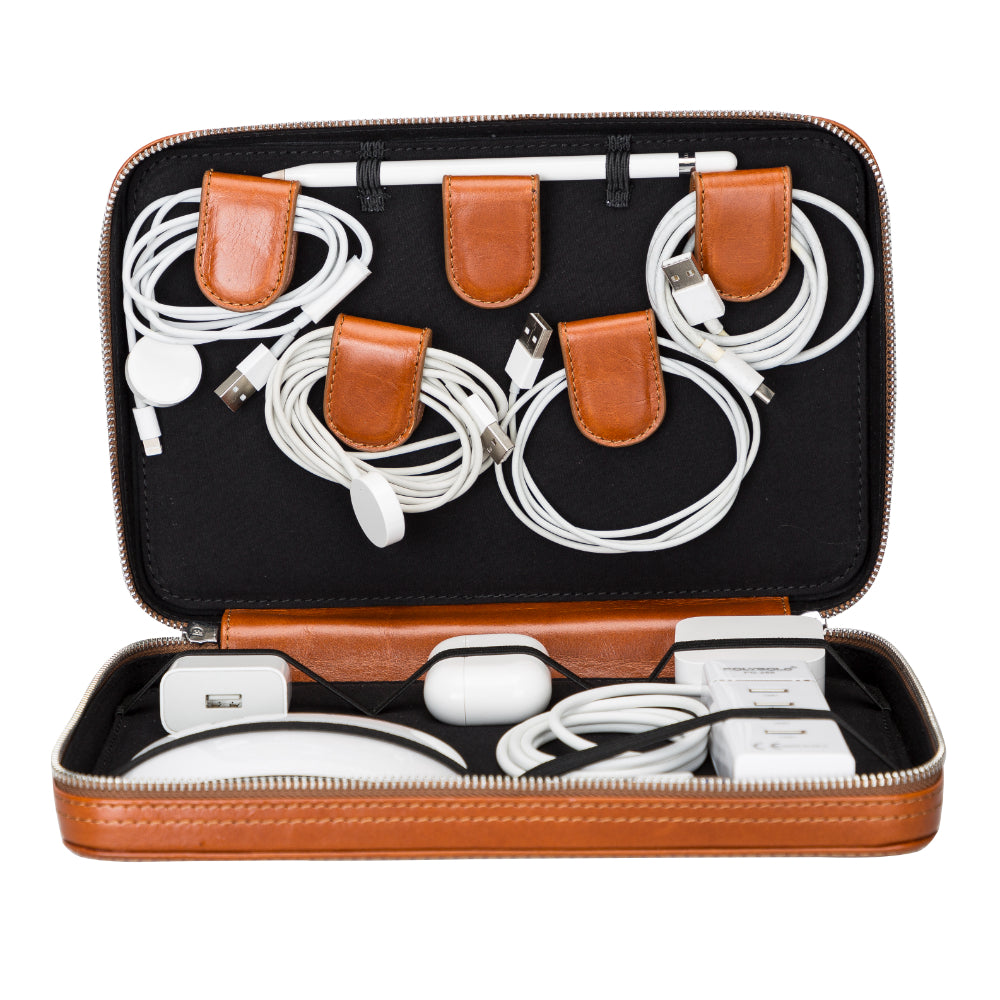 Medicine Handmade Leather Cable Travel Organizer